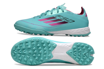 Men's Adidas F50 Pro TF Artificial Turf Low-Tops Football Shoes - Aqua/Soft Pink/Light Teal