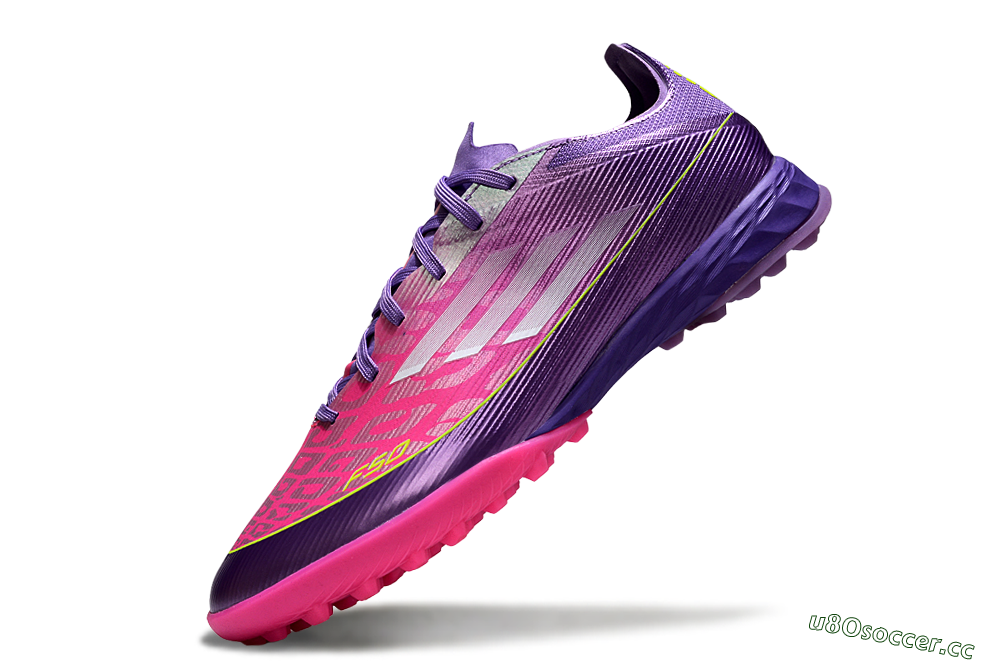 Men's Adidas F50 Pro TF Artificial Turf Low-Tops Football Shoes - Purple/Vibrant Pink/Lavender Bliss 5