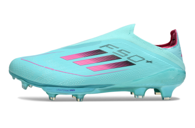 Men's Adidas F50+ Elite Lightstrike Pro Laceless FG Firm Ground Low-Tops Football Boots - Aqua/Coral Pink/Light Blue