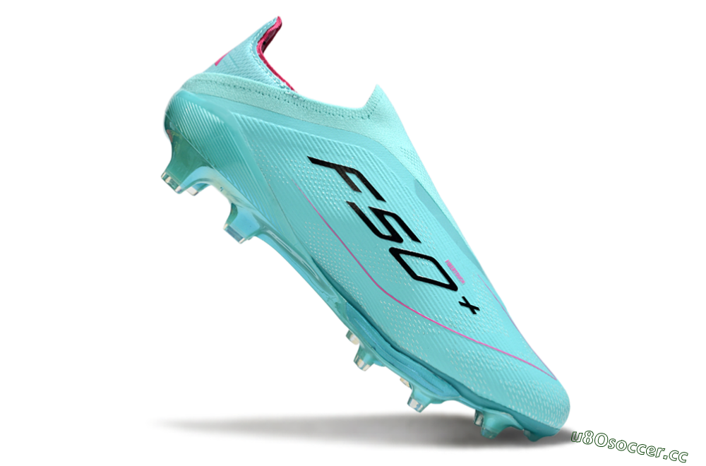 Men's Adidas F50+ Elite Lightstrike Pro Laceless FG Firm Ground Low-Tops Football Boots - Aqua/Coral Pink/Light Blue 4