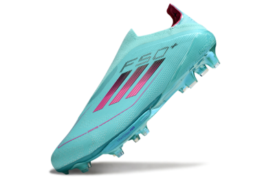Men's Adidas F50+ Elite Lightstrike Pro Laceless FG Firm Ground Low-Tops Football Boots - Aqua/Coral Pink/Light Blue