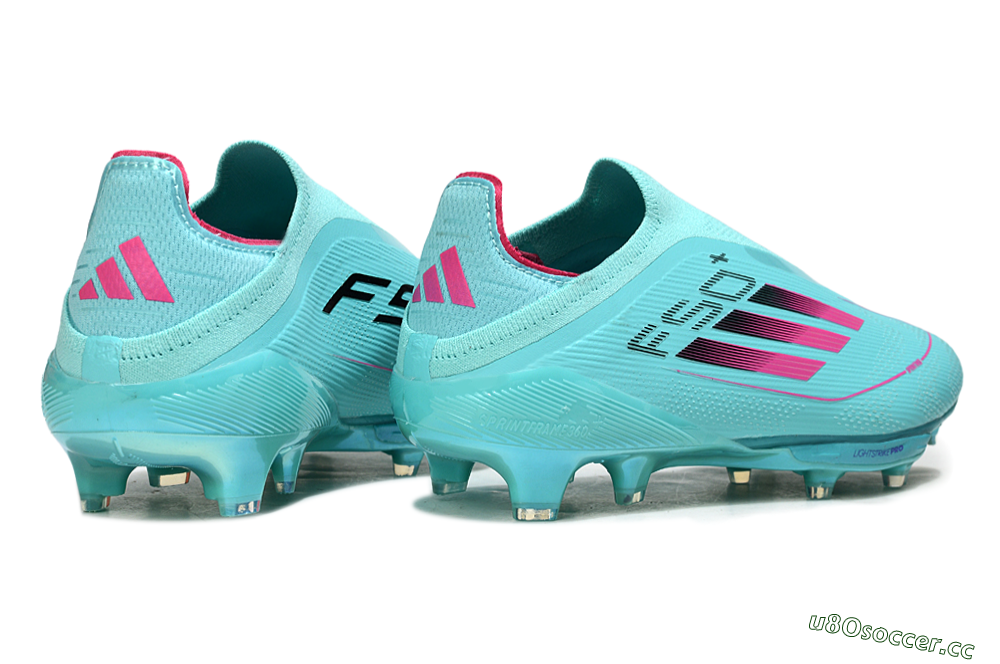 Men's Adidas F50+ Elite Lightstrike Pro Laceless FG Firm Ground Low-Tops Football Boots - Aqua/Coral Pink/Light Blue 6
