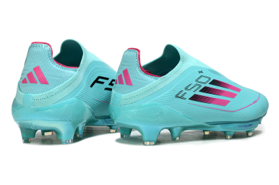 Men's Adidas F50+ Elite Lightstrike Pro Laceless FG Firm Ground Low-Tops Football Boots - Aqua/Coral Pink/Light Blue