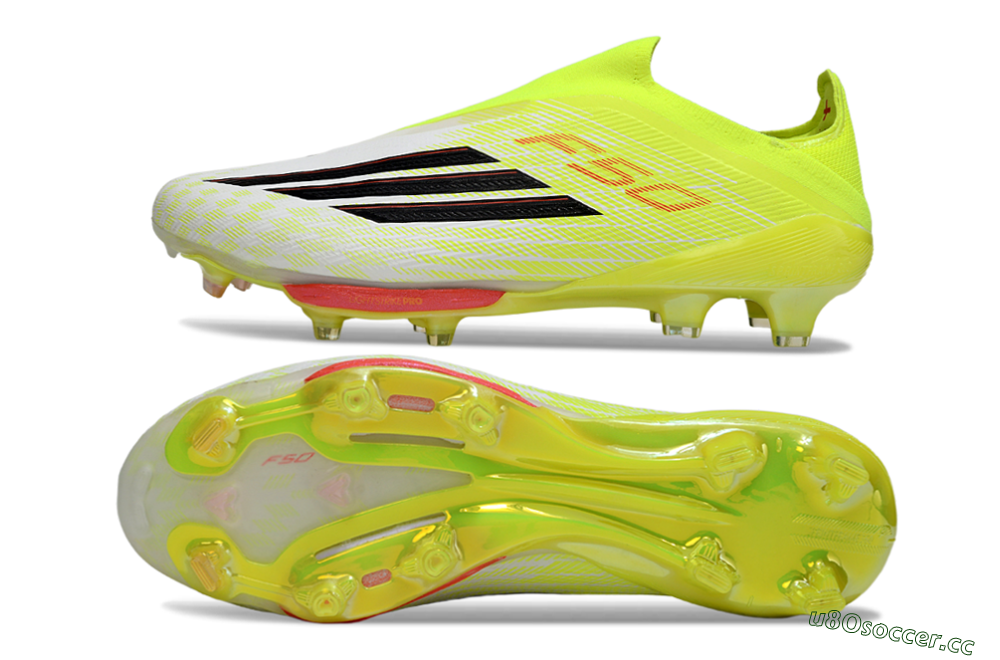 Men's Adidas F50+ Elite Lightstrike Pro Laceless FG Firm Ground Low-Tops Football Boots - Yellow/Lime Green/White 1