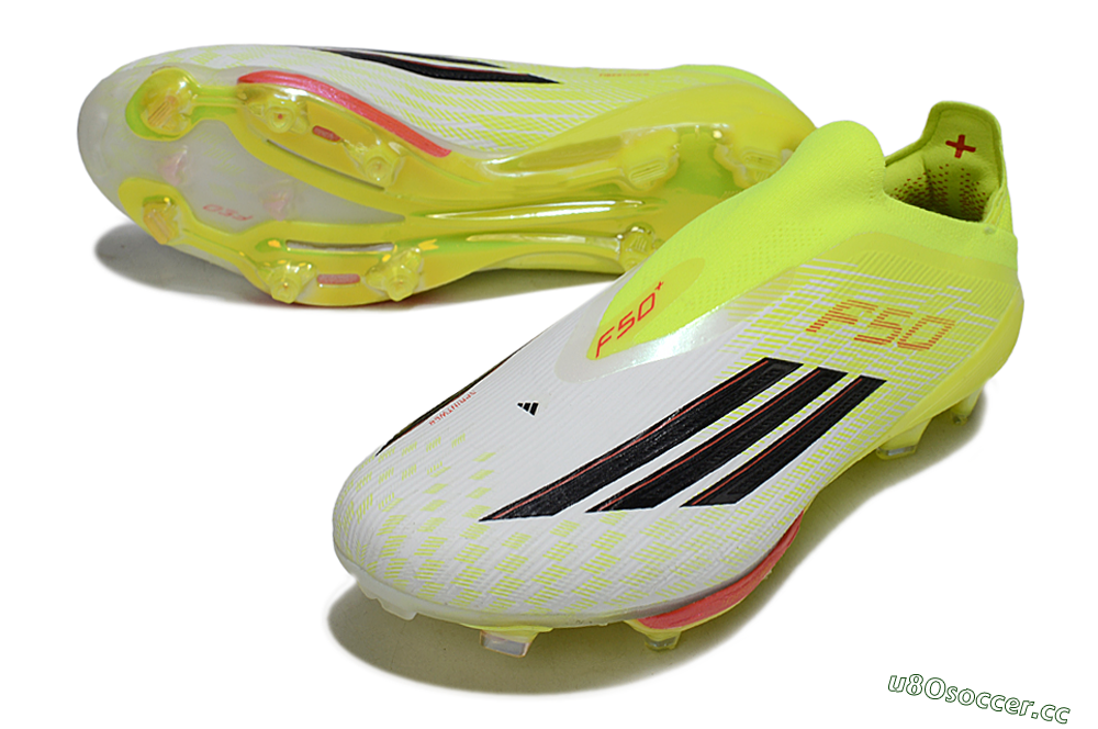 Men's Adidas F50+ Elite Lightstrike Pro Laceless FG Firm Ground Low-Tops Football Boots - Yellow/Lime Green/White 3