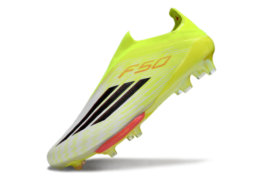 Men's Adidas F50+ Elite Lightstrike Pro Laceless FG Firm Ground Low-Tops Football Boots - Yellow/Lime Green/White