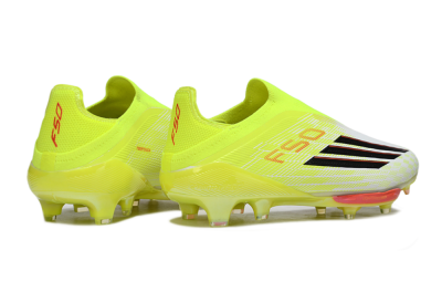 Men's Adidas F50+ Elite Lightstrike Pro Laceless FG Firm Ground Low-Tops Football Boots - Yellow/Lime Green/White