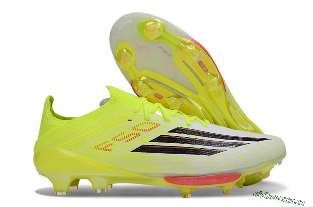 Men's Adidas F50+ Elite Lightstrike Pro FG Firm Ground Low-Tops Football Boots - Yellow/Neon Green/Sleek White 2