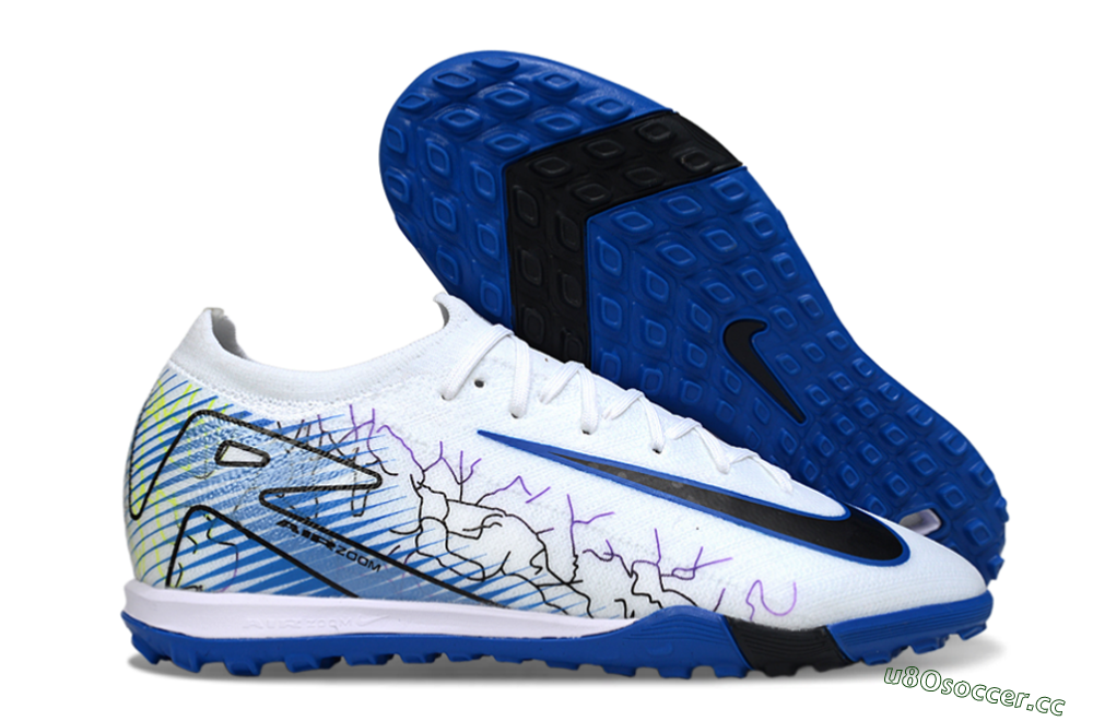Unisex Nike Air Zoom Mercurial Vapor 16 Elite TF Artificial Turf Low-Tops Football Shoes - White/Electric Blue/Black 2