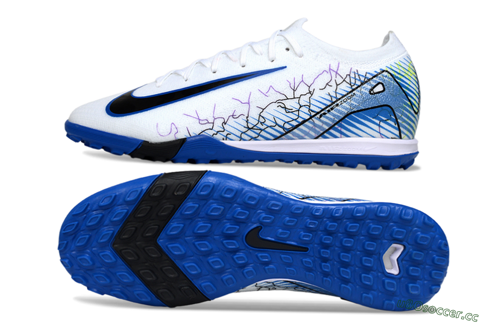 Unisex Nike Air Zoom Mercurial Vapor 16 Elite TF Artificial Turf Low-Tops Football Shoes - White/Electric Blue/Black 1