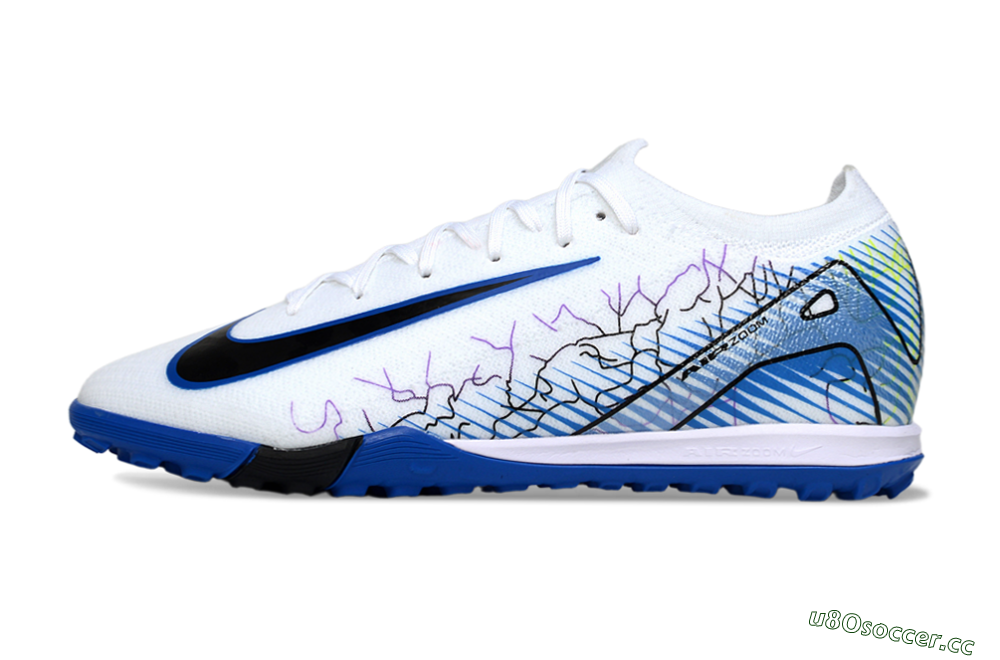 Unisex Nike Air Zoom Mercurial Vapor 16 Elite TF Artificial Turf Low-Tops Football Shoes - White/Electric Blue/Black 0