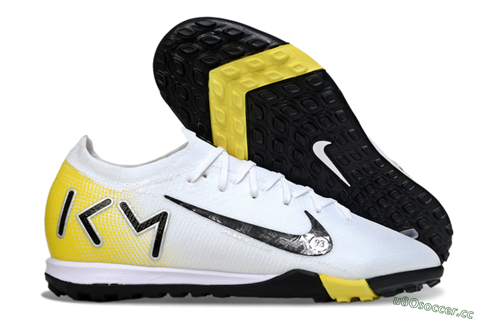 Unisex KM x Nike Air Zoom Mercurial Vapor 16 Elite TF Artificial Turf Low-Tops Football Shoes - White/Lemon Yellow/Black 2