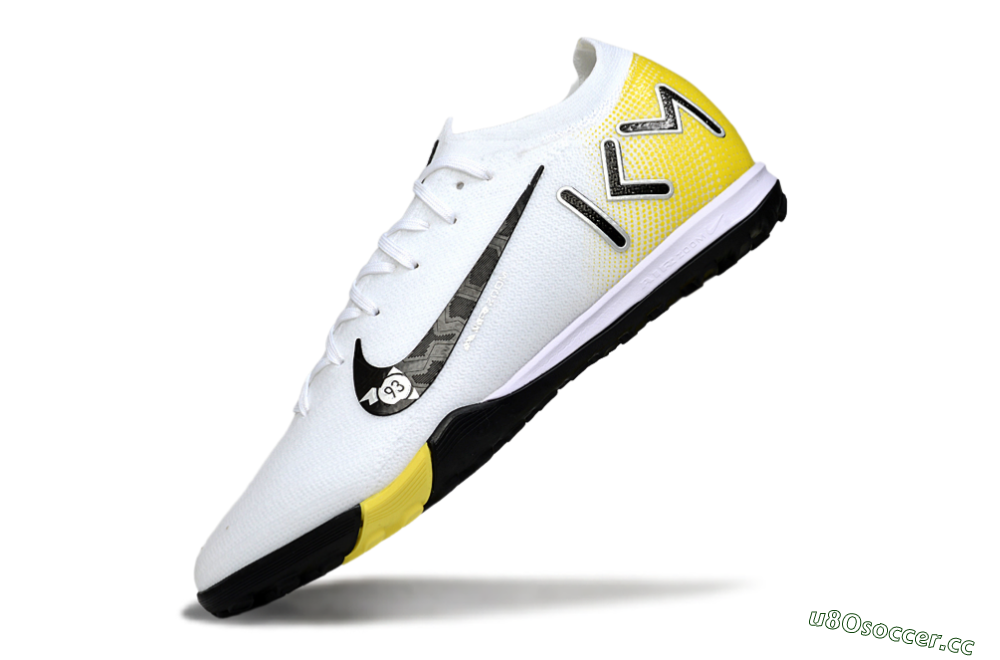 Unisex KM x Nike Air Zoom Mercurial Vapor 16 Elite TF Artificial Turf Low-Tops Football Shoes - White/Lemon Yellow/Black 5