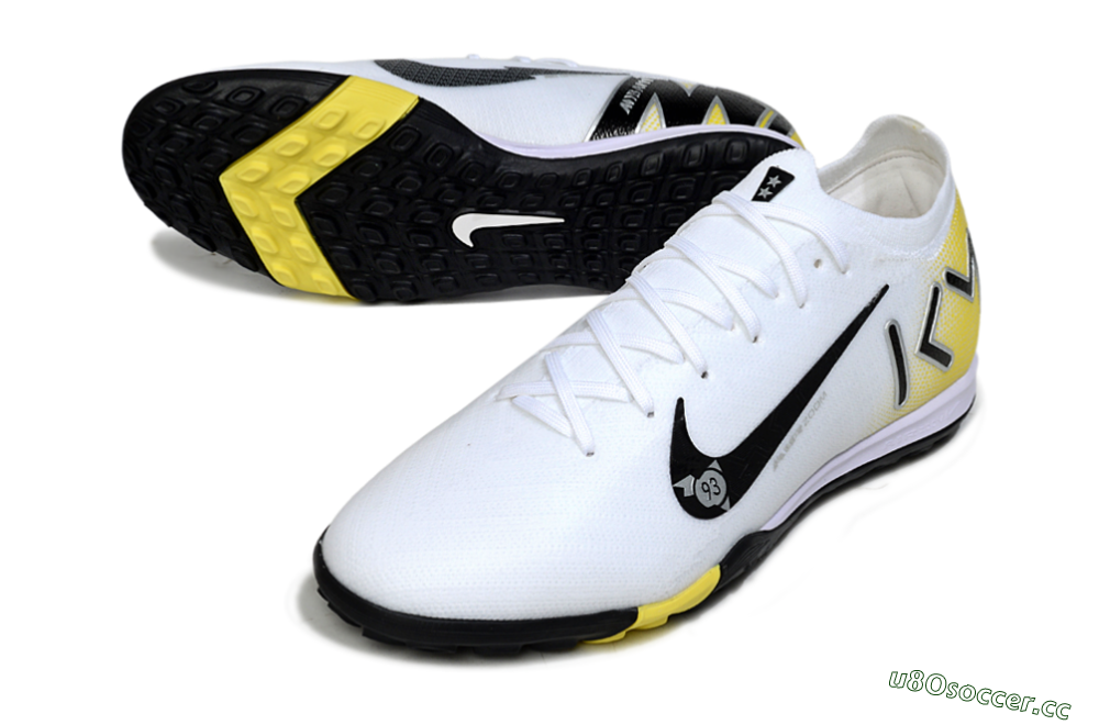 Unisex KM x Nike Air Zoom Mercurial Vapor 16 Elite TF Artificial Turf Low-Tops Football Shoes - White/Lemon Yellow/Black 3