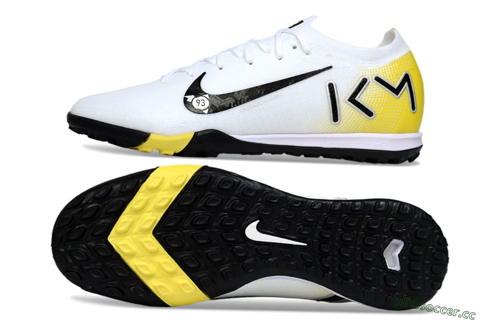 Unisex KM x Nike Air Zoom Mercurial Vapor 16 Elite TF Artificial Turf Low-Tops Football Shoes - White/Lemon Yellow/Black 1