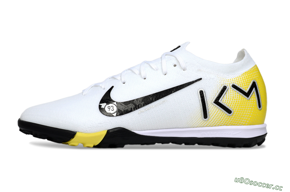 Unisex KM x Nike Air Zoom Mercurial Vapor 16 Elite TF Artificial Turf Low-Tops Football Shoes - White/Lemon Yellow/Black 0