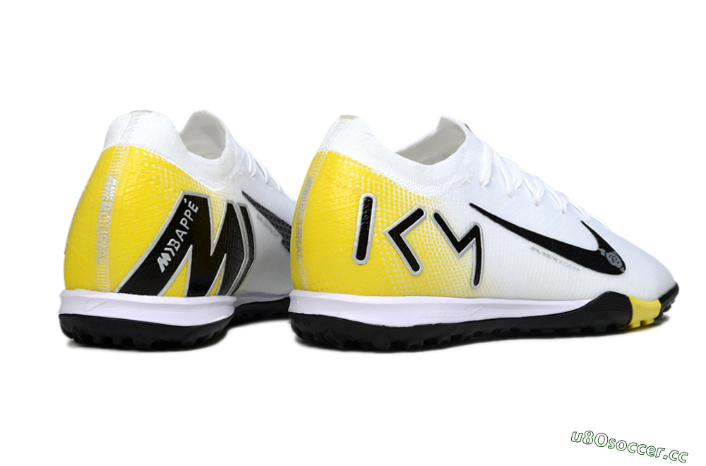 Unisex KM x Nike Air Zoom Mercurial Vapor 16 Elite TF Artificial Turf Low-Tops Football Shoes - White/Lemon Yellow/Black 6