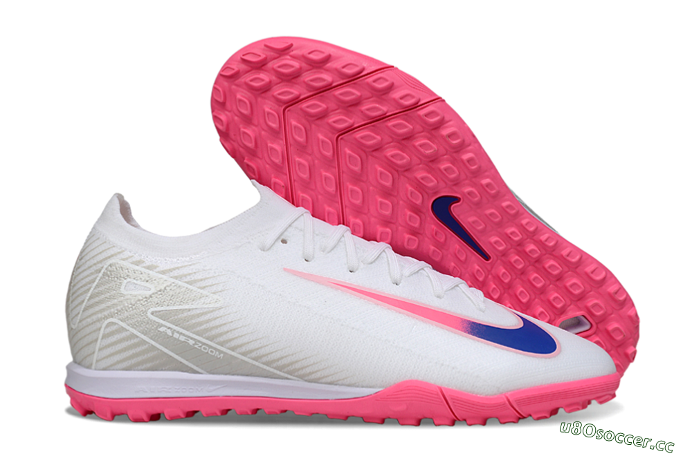 Unisex Nike Air Zoom Mercurial Vapor 16 Elite TF Artificial Turf Low-Tops Football Shoes - White/Neon Pink/Electric Blue 2