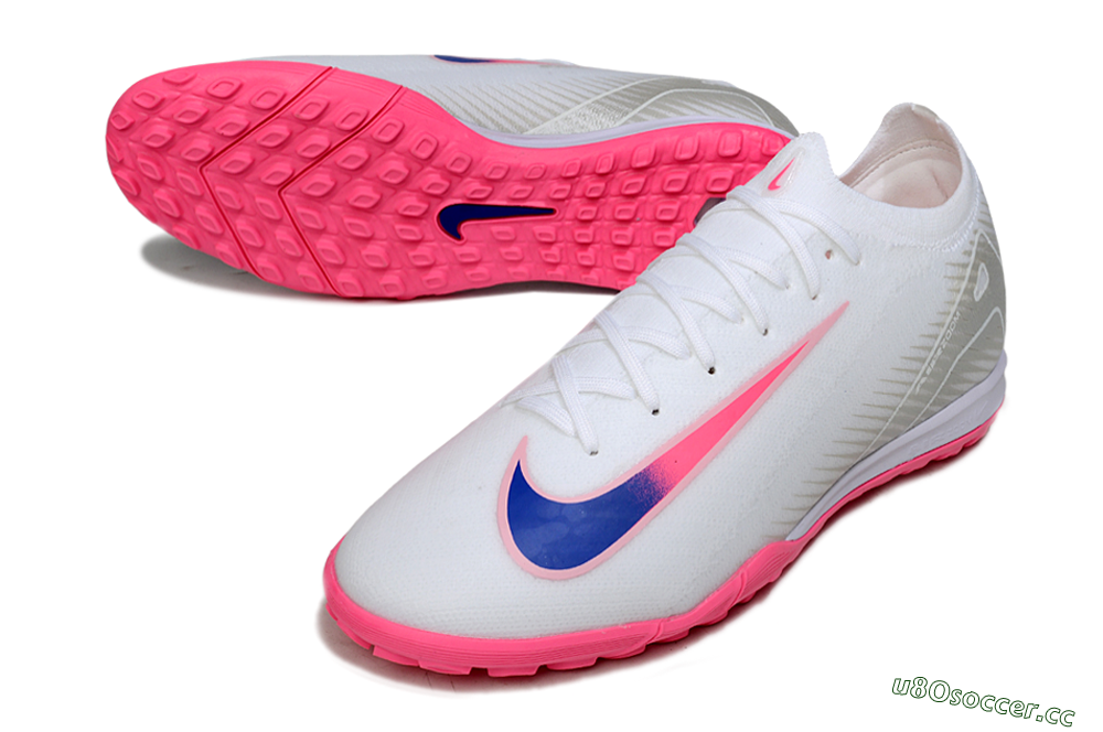 Unisex Nike Air Zoom Mercurial Vapor 16 Elite TF Artificial Turf Low-Tops Football Shoes - White/Neon Pink/Electric Blue 3