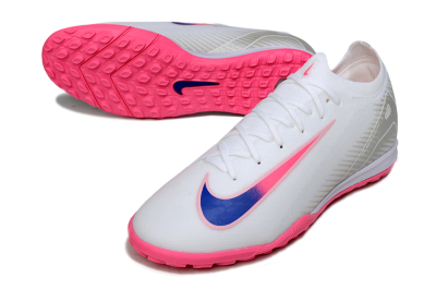Unisex Nike Air Zoom Mercurial Vapor 16 Elite TF Artificial Turf Low-Tops Football Shoes - White/Neon Pink/Electric Blue