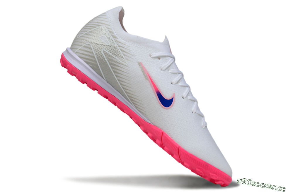 Unisex Nike Air Zoom Mercurial Vapor 16 Elite TF Artificial Turf Low-Tops Football Shoes - White/Neon Pink/Electric Blue 4