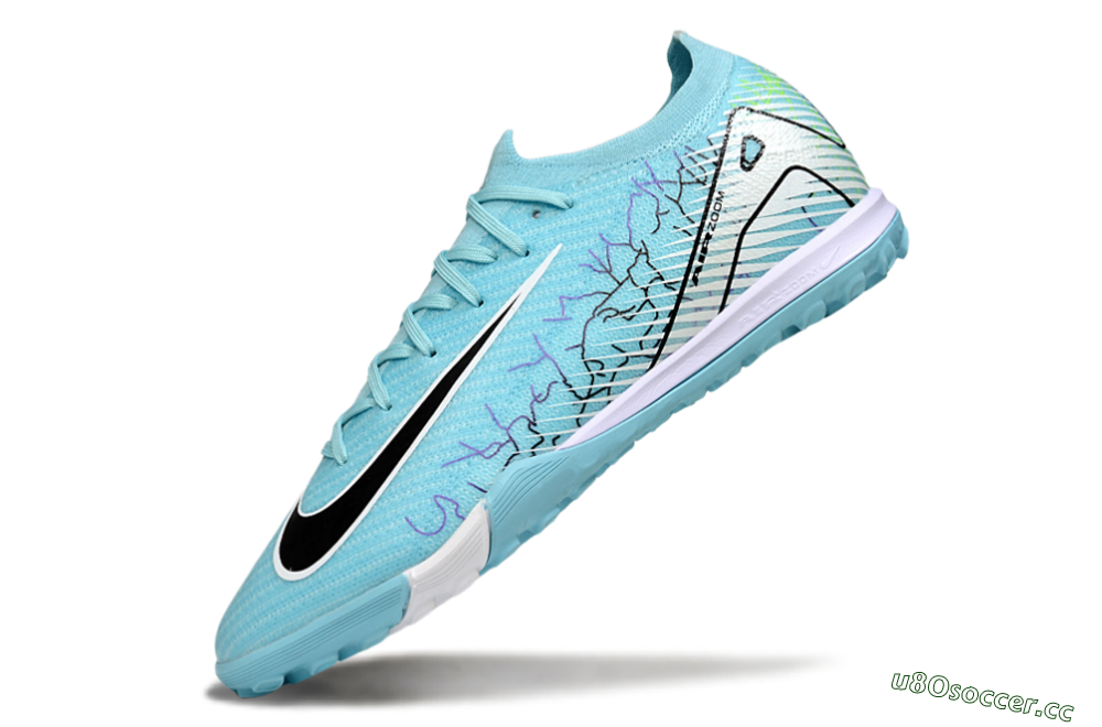 Unisex Nike Air Zoom Mercurial Vapor 16 Elite TF Artificial Turf Low-Tops Football Shoes - Blue/Aqua Splash/Jet Black 5