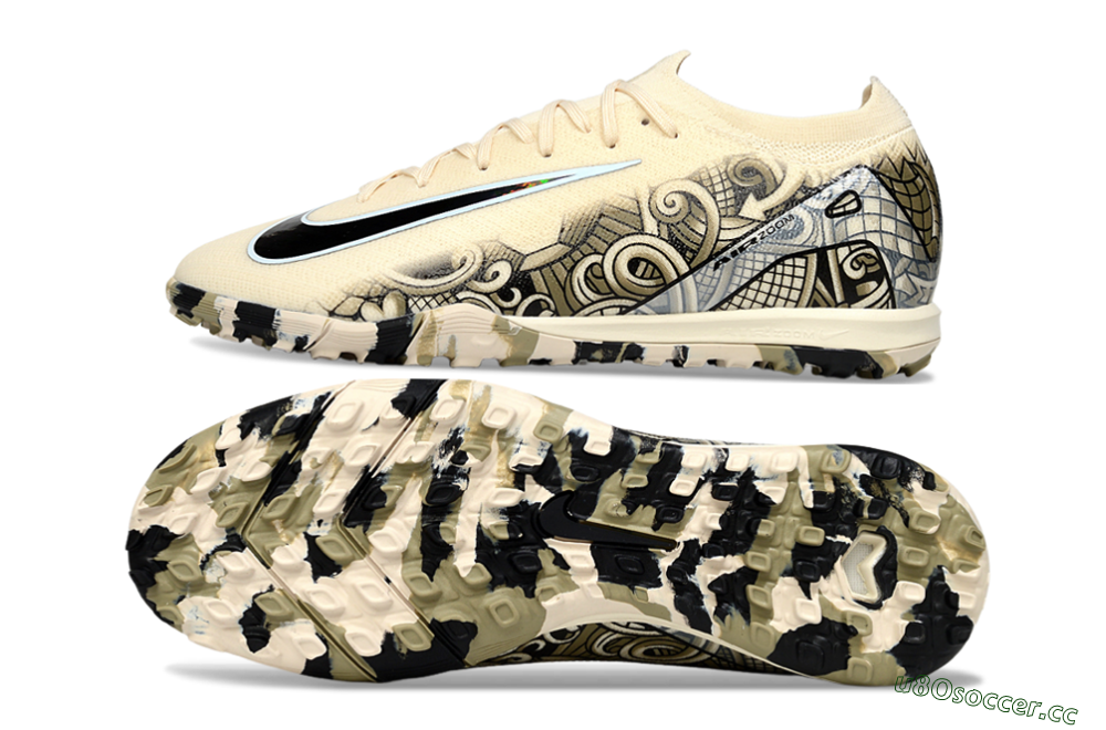 Unisex Nike Air Zoom Mercurial Vapor 16 Elite TF Artificial Turf Low-Tops Football Shoes - Beige/Sand Dune/Black Wave 1