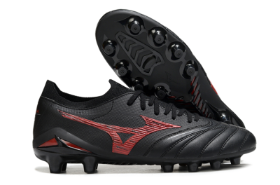 Men's Mizuno Morelia Neo 4 FG Firm Ground Low-Tops Football Boots - Black/Crimson Red/Jet Black