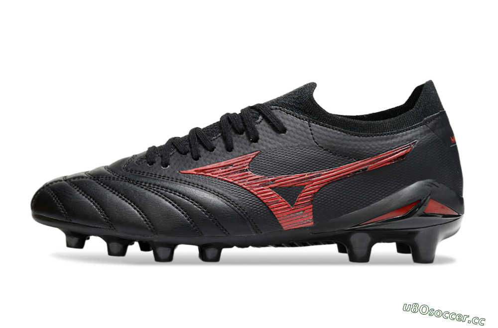 Men's Mizuno Morelia Neo 4 FG Firm Ground Low-Tops Football Boots - Black/Crimson Red/Jet Black 0