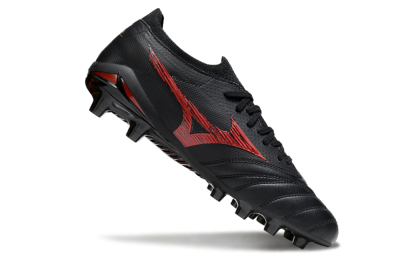 Men's Mizuno Morelia Neo 4 FG Firm Ground Low-Tops Football Boots - Black/Crimson Red/Jet Black