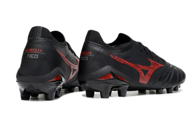 Men's Mizuno Morelia Neo 4 FG Firm Ground Low-Tops Football Boots - Black/Crimson Red/Jet Black