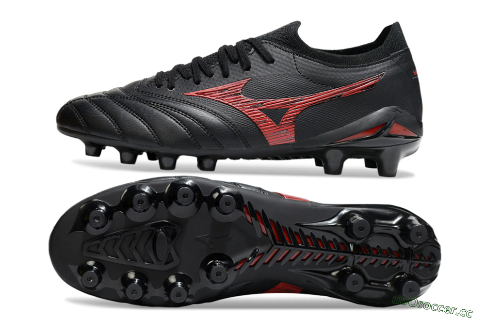 Men's Mizuno Morelia Neo 4 FG Firm Ground Low-Tops Football Boots - Black/Crimson Red/Jet Black 1