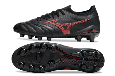 Men's Mizuno Morelia Neo 4 FG Firm Ground Low-Tops Football Boots - Black/Crimson Red/Jet Black