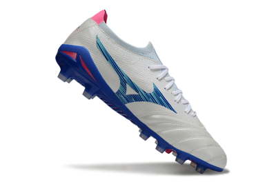 Men's Mizuno Morelia Neo 4 FG Firm Ground Low-Tops Football Boots - White/Blue Ocean/Pink Accent