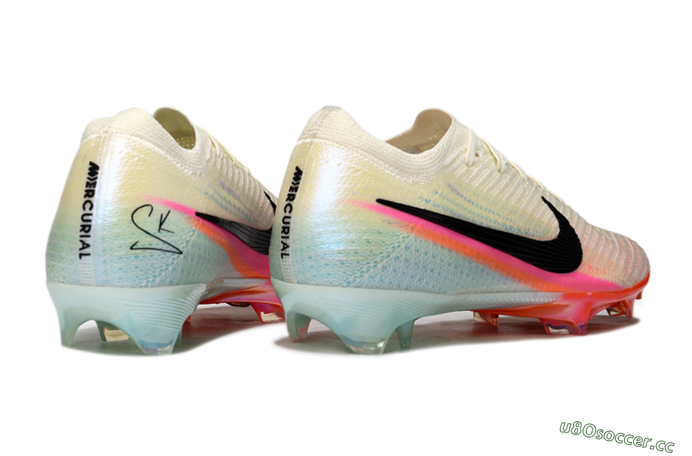 Unisex Nike Air Zoom Mercurial Vapor 16 Elite FG Firm Ground Low-Tops Football Boots - Beige/Coral Burst/Aqua Glaze 6