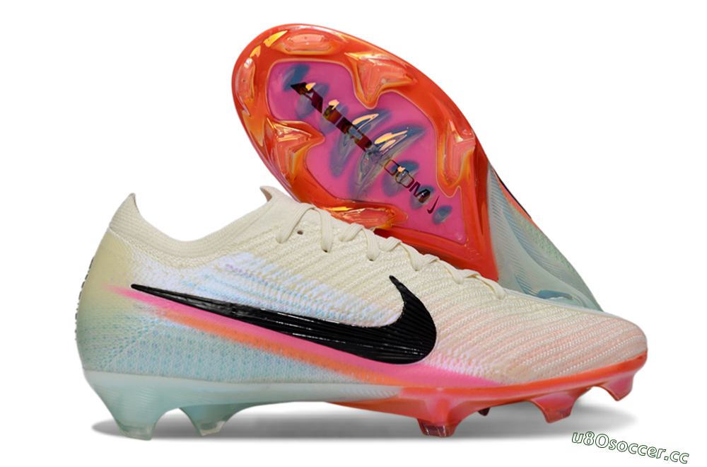 Unisex Nike Air Zoom Mercurial Vapor 16 Elite FG Firm Ground Low-Tops Football Boots - Beige/Coral Burst/Aqua Glaze 2