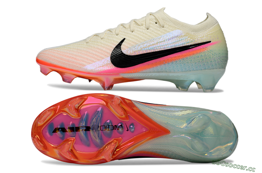 Unisex Nike Air Zoom Mercurial Vapor 16 Elite FG Firm Ground Low-Tops Football Boots - Beige/Coral Burst/Aqua Glaze 1