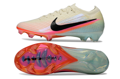 Unisex Nike Air Zoom Mercurial Vapor 16 Elite FG Firm Ground Low-Tops Football Boots - Beige/Coral Burst/Aqua Glaze