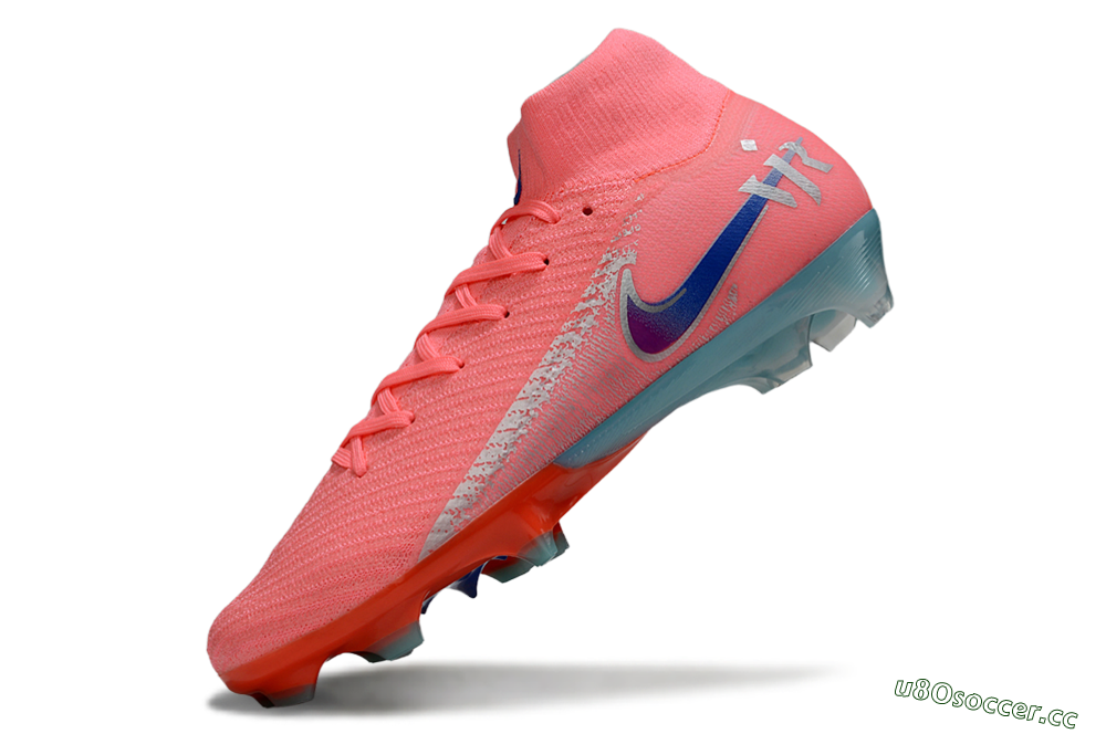 Unisex Nike Air Zoom Mercurial Superfly 10 Elite FG Firm Ground High-Tops Football Boots - Pink/Coral Splash/Turquoise Breeze 5