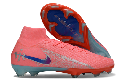 Unisex Nike Air Zoom Mercurial Superfly 10 Elite FG Firm Ground High-Tops Football Boots - Pink/Coral Splash/Turquoise Breeze