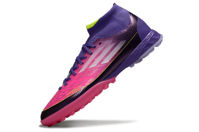 Men's Adidas F50 Pro Mid TF Artificial Turf High-Tops Football Shoes - Pink/Electric Pink/Deep Purple