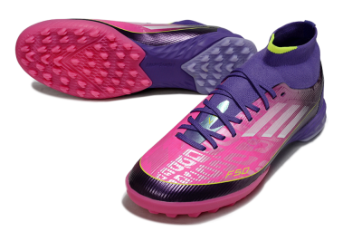 Men's Adidas F50 Pro Mid TF Artificial Turf High-Tops Football Shoes - Pink/Electric Pink/Deep Purple