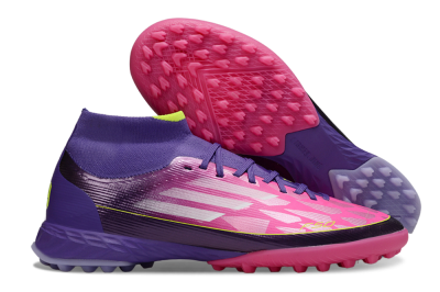 Men's Adidas F50 Pro Mid TF Artificial Turf High-Tops Football Shoes - Pink/Electric Pink/Deep Purple