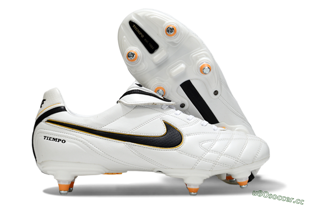 Men's Nike Tiempo Legend 10 Elite SG Soft Ground Low-Tops Football Boots - White/Black/Orange 2