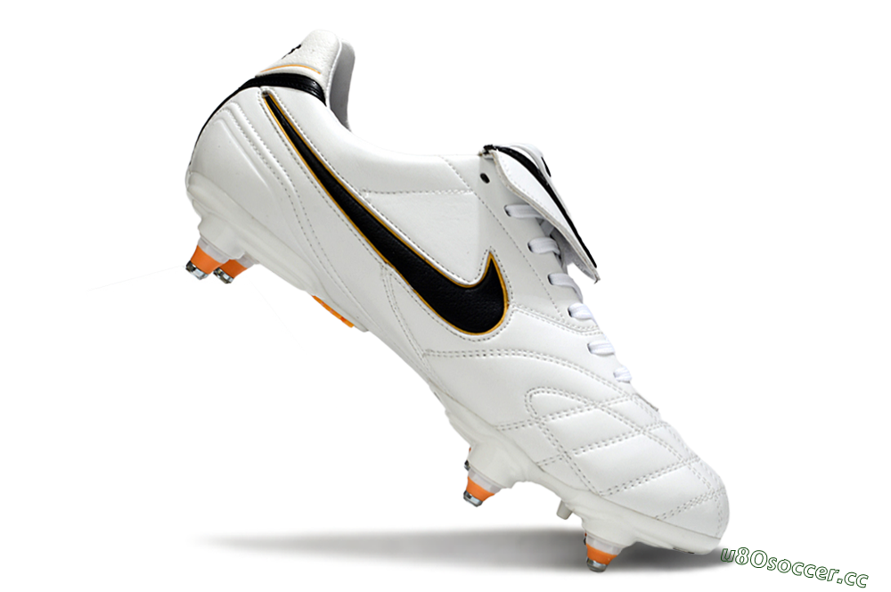Men's Nike Tiempo Legend 10 Elite SG Soft Ground Low-Tops Football Boots - White/Black/Orange 4