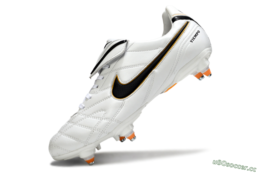 Men's Nike Tiempo Legend 10 Elite SG Soft Ground Low-Tops Football Boots - White/Black/Orange 5