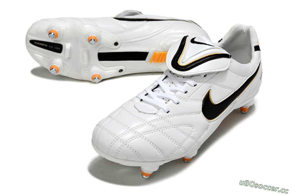 Men's Nike Tiempo Legend 10 Elite SG Soft Ground Low-Tops Football Boots - White/Black/Orange 3
