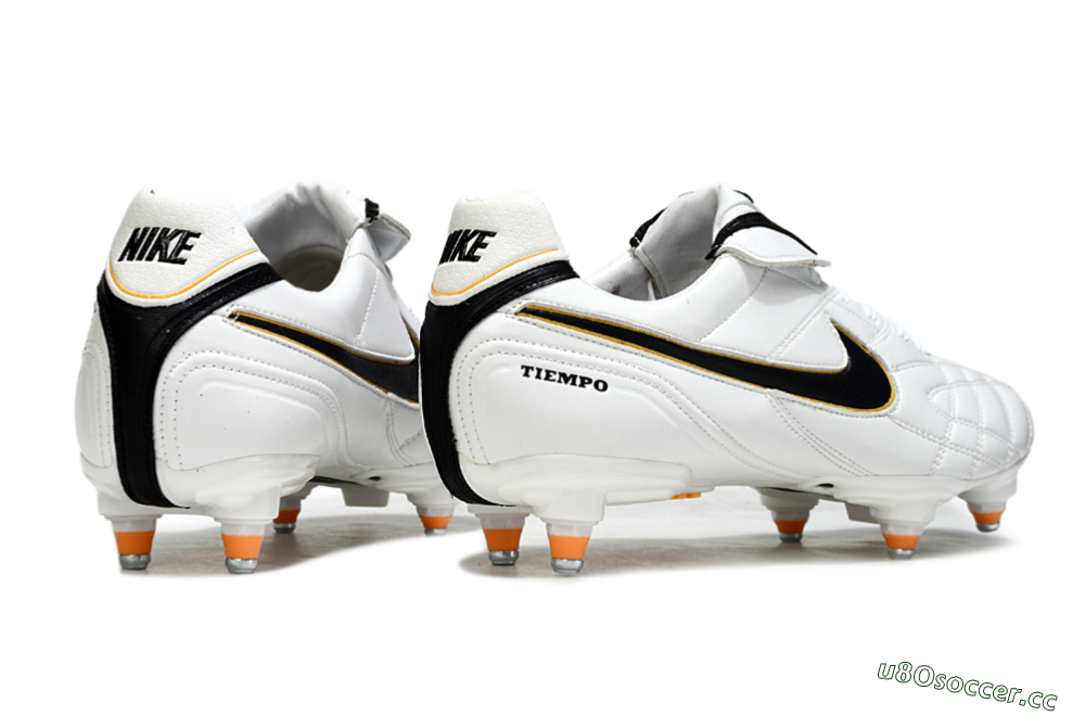 Men's Nike Tiempo Legend 10 Elite SG Soft Ground Low-Tops Football Boots - White/Black/Orange 6