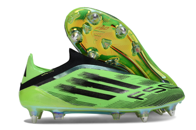 Men's Adidas F50 Elite Laceless SG Soft Ground Low-Tops Football Boots - Green/Lime Burst/Neon Glow