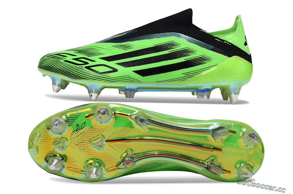 Men's Adidas F50 Elite Laceless SG Soft Ground Low-Tops Football Boots - Green/Lime Burst/Neon Glow 1